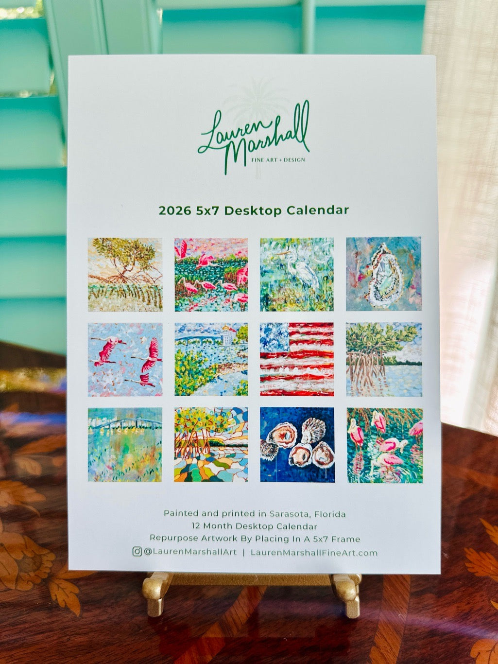 2026 Coastal Desktop Calendar + Easel
