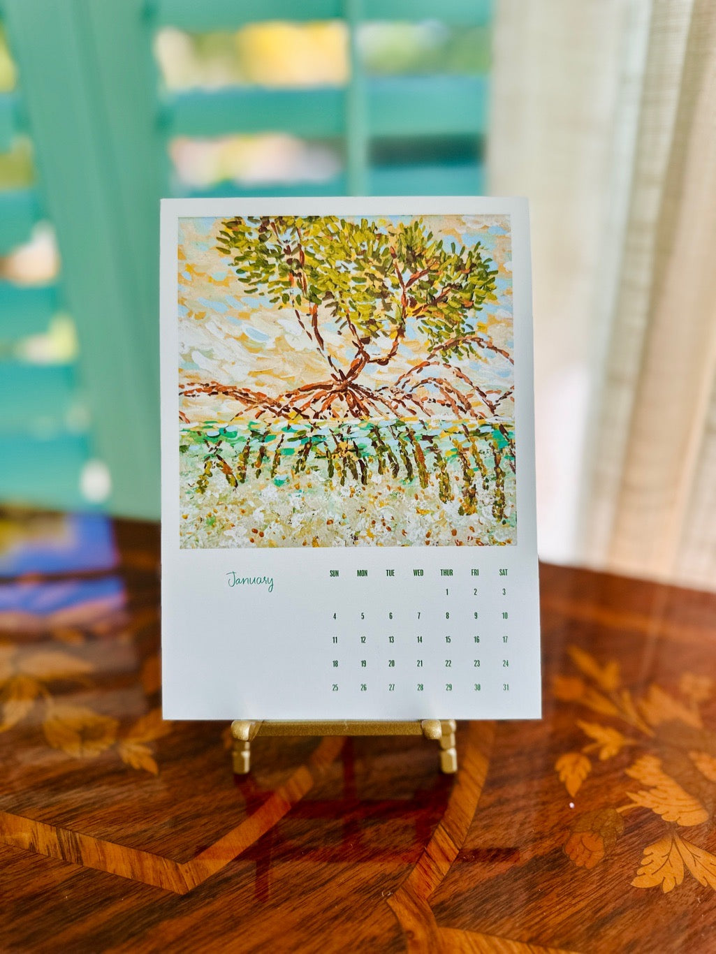 2026 Coastal Desktop Calendar + Easel
